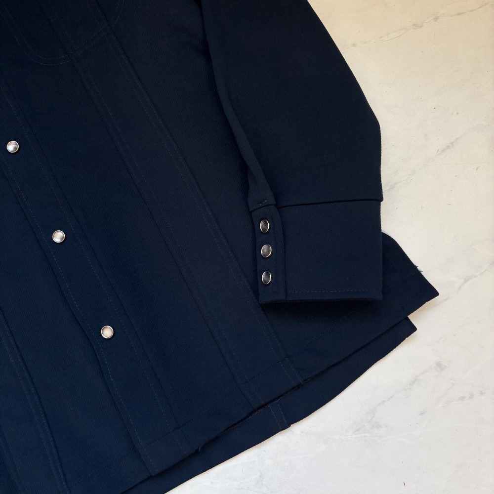 Vintage 70s Lee Riders Men's Navy Blue Western Pearl Snap Shirt Jacket Shacket - Picture 5 of 6